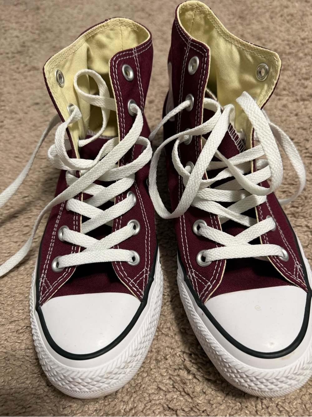 Converse Women's High-Top Sneakers in Burgundy and White